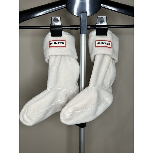 Hunter Kids Fleece Tall Boot Socks - White Cream Ivory Size Medium / Size 5 - 7 - Picture 1 of 4